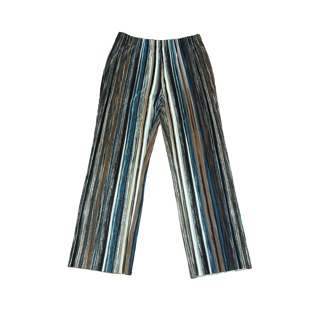 Chicos Women's Wide Leg Pull On Pants Size Relaxed s1 Multicolor Striped Stretch